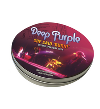 Load image into Gallery viewer, Deep Purple – She Said &#39;Burn!&#39; (Limited Edition Purple Cassette in Collector&#39;s Round Tin)
